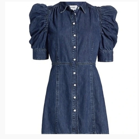 Frame Denim Dresses & Skirts - FRAMEGillian Puff-Sleeve Denim Dress Size M NWOT